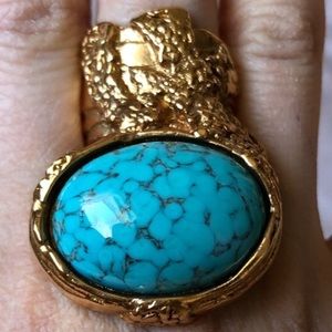 100% Authentic YSL arty ring in turquoise size 5